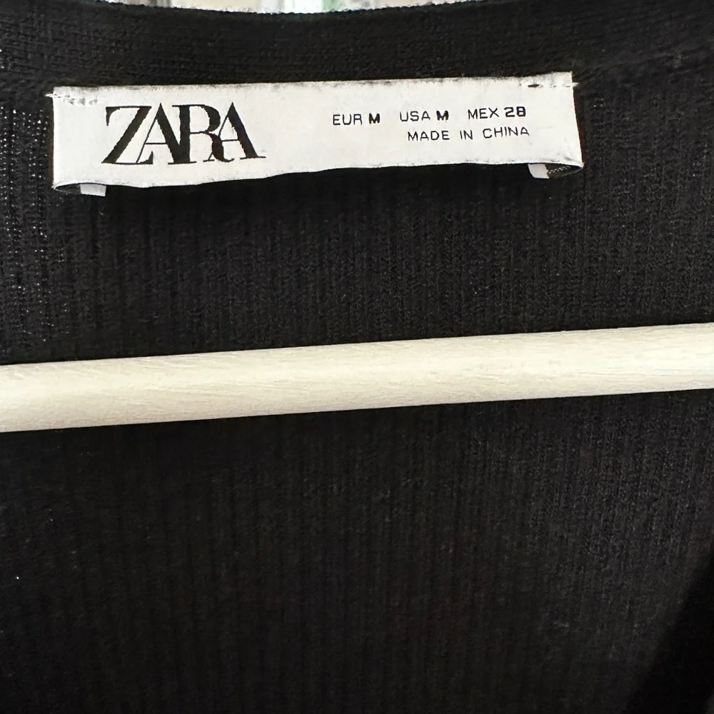 Zara Black Ribbed Button-Front Knit Dress - Picture 2 of 2